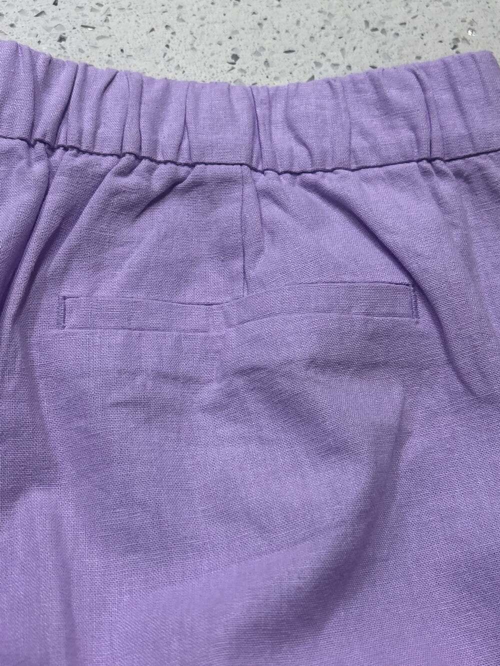 J.Crew Linen Pull-On Button Detail Pants Purple Size 10 - Picture 6 of 10